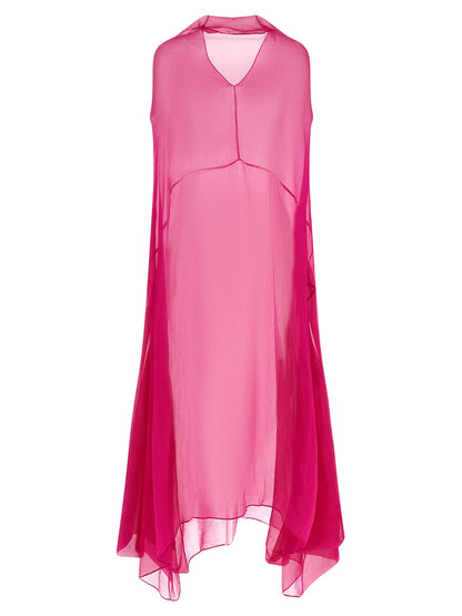 Dries Van Noten Crisp Women's Sleeveless Silk Dress - Fuchsia Transparent