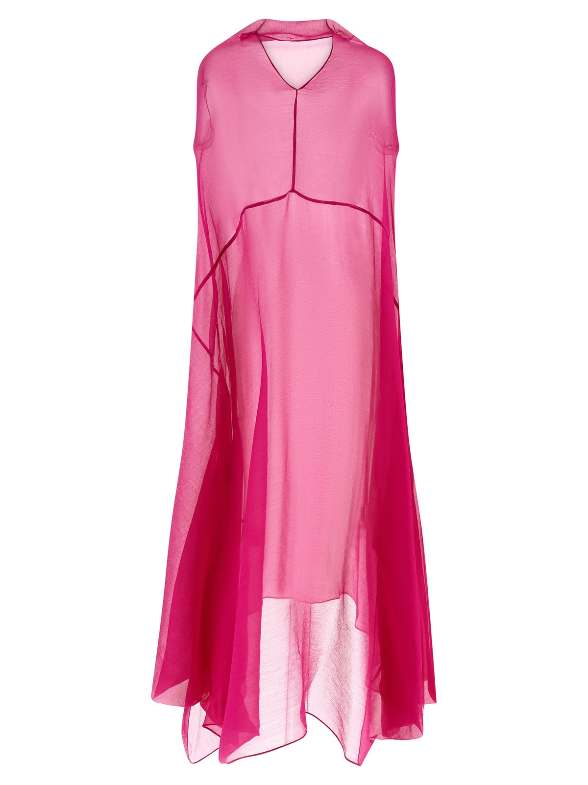 Dries Van Noten Crisp Women's Sleeveless Silk Dress - Fuchsia Transparent