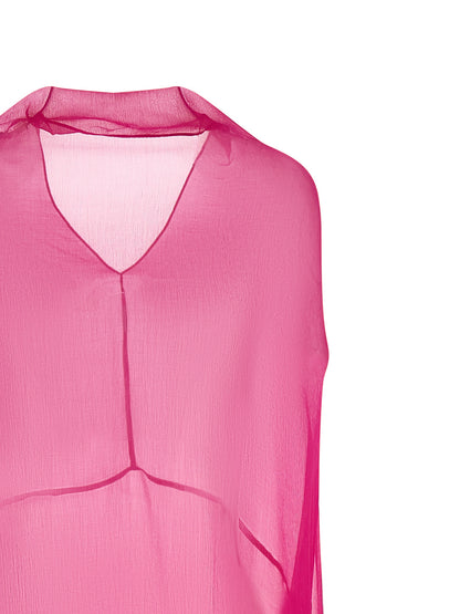 Dries Van Noten Crisp Women's Sleeveless Silk Dress - Fuchsia Transparent
