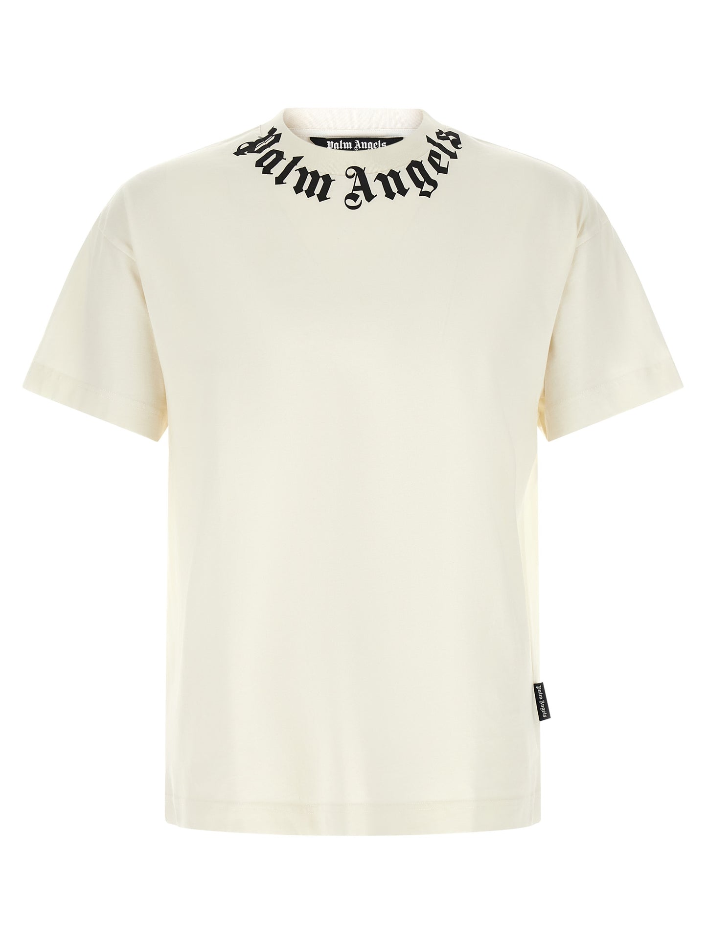 T-Shirt by Palm Angels for men in cotton bicolour, black, white, signature & print features an edgy silhouette, meticulously detailed with a sophisticated short-sleeve and crew neckline for a truly edgy finish.