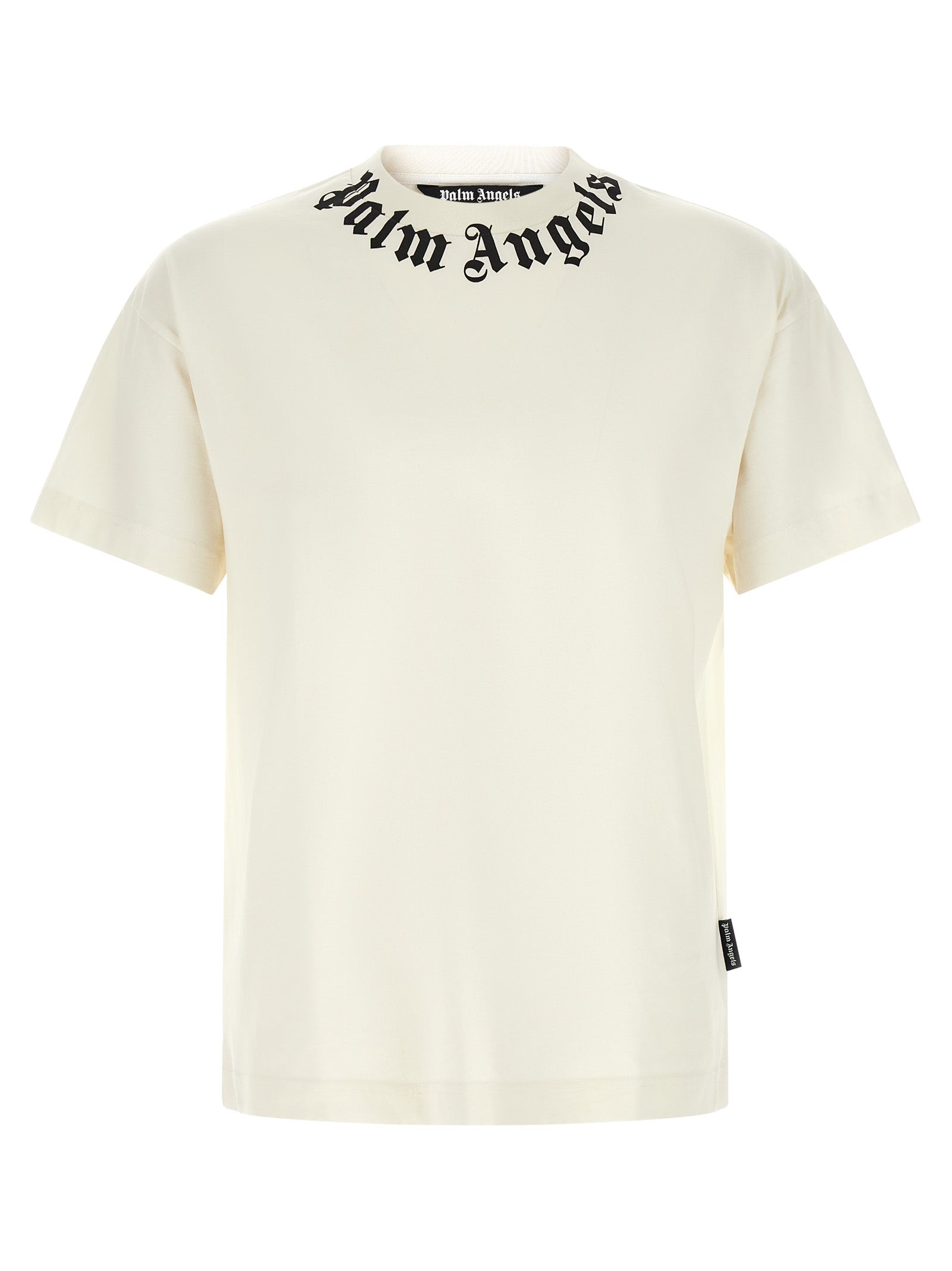 T-Shirt by Palm Angels for men in cotton bicolour, black, white, signature & print features an edgy silhouette, meticulously detailed with a sophisticated short-sleeve and crew neckline for a truly edgy finish.