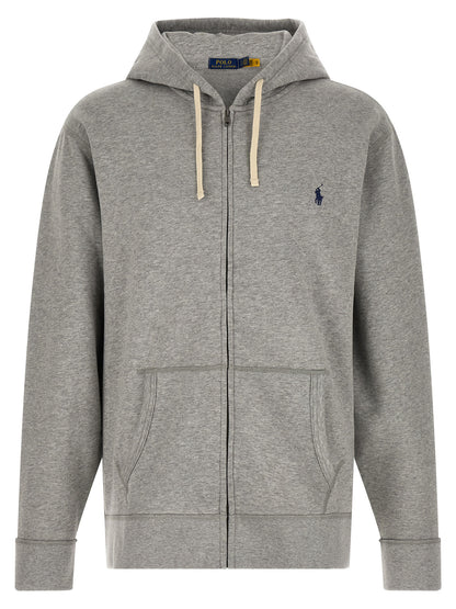 Sweatshirt Hoodie by Polo Ralph Lauren for men in cotton polyester gray & signature features a authentic silhouette, showcasing a sophisticated hooded neckline and authentic detail for a refined finish.