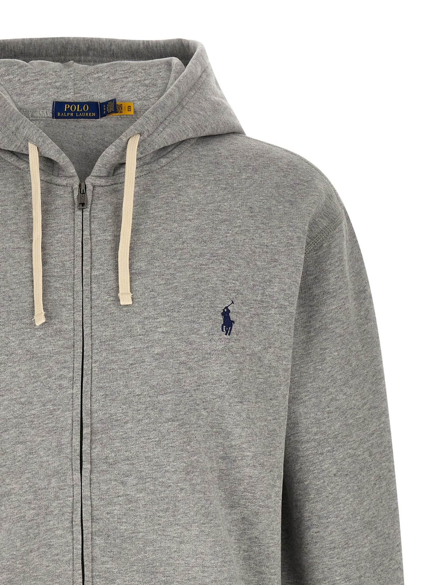 Sweatshirt Hoodie by Polo Ralph Lauren for men in cotton polyester gray & signature features an avant-garde silhouette, showcasing a sophisticated hooded neckline and detail for a truly avant-garde finish.