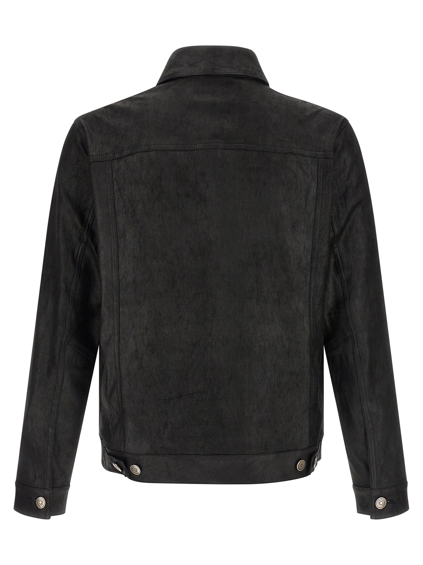 Jacket by GIORGIO BRATO for men in denim & lamb leather black features a smart silhouette, perfectly accentuated by its unique shirt-collar neckline and functional pockets for a smart finish.
