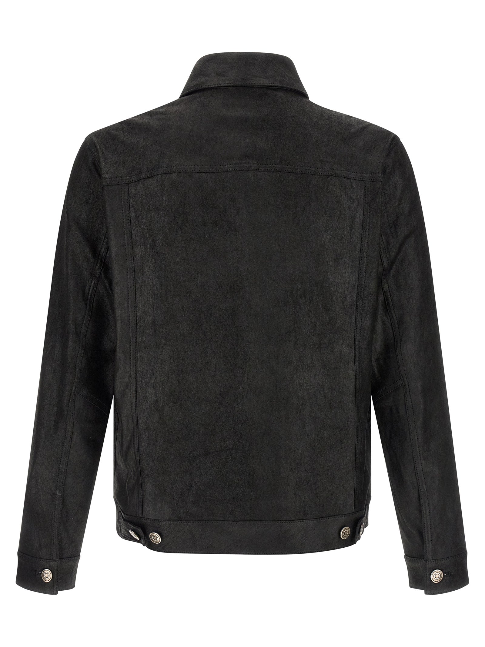 Jacket by GIORGIO BRATO for men in denim & lamb leather black features a smart silhouette, perfectly accentuated by its unique shirt-collar neckline and functional pockets for a smart finish.