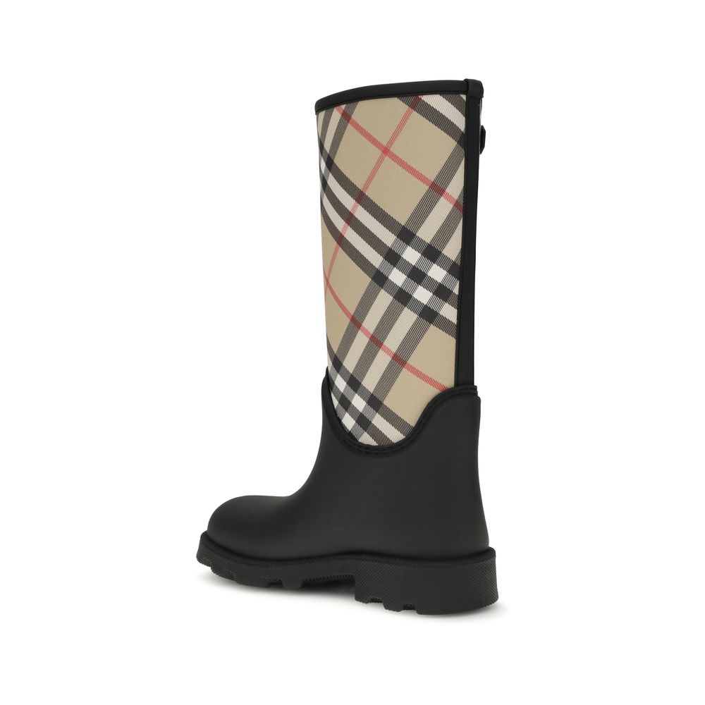 Rain Strap Boots by Burberry for women in polyamide & polyurethane black features an dynamic silhouette, showcasing the dynamic Women's Polyamide & Polyurethane Rain Strap Boots design with its distinctive and elegant round toe style.