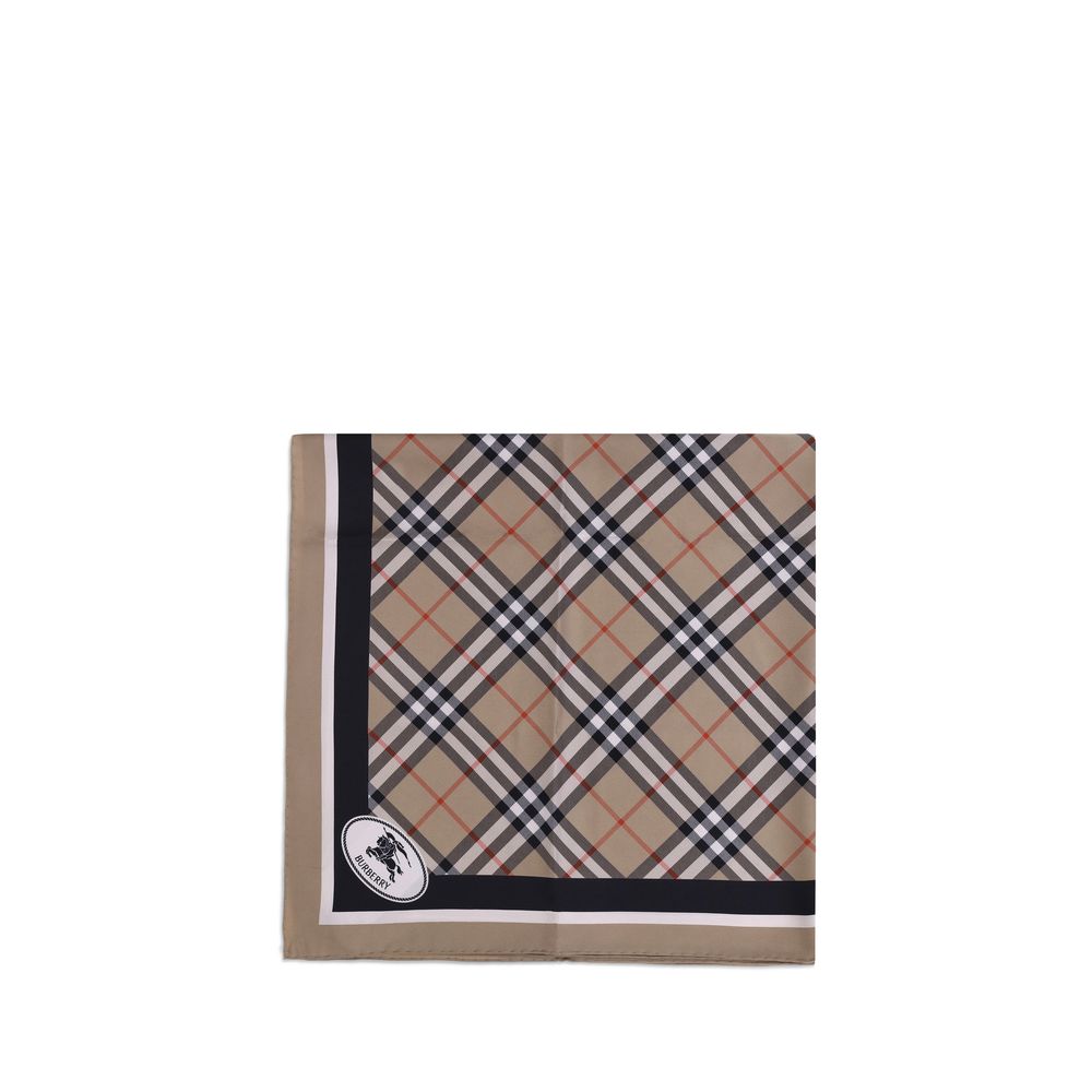 Scarf by Burberry for women in silk beige, patterned, print & striped showcases a on trend silhouette, artfully capturing the on trend essence of the Silk Square Scarf design with a sophisticated finish.