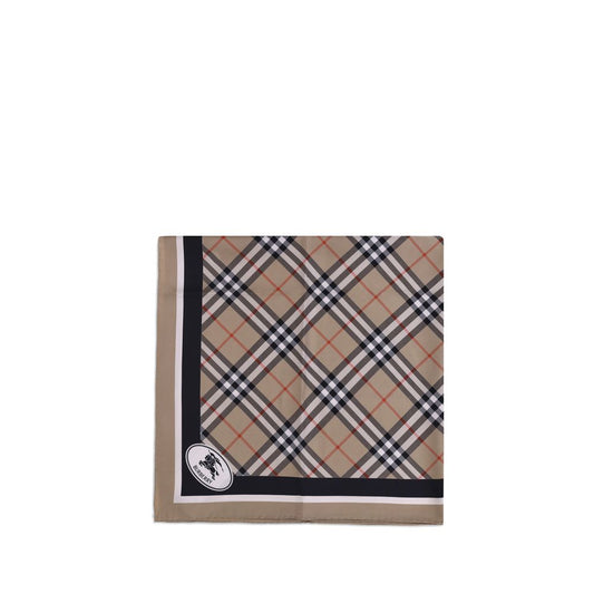 Scarf by Burberry for women in silk beige, patterned, print & striped showcases a on trend silhouette, artfully capturing the on trend essence of the Silk Square Scarf design with a sophisticated finish.