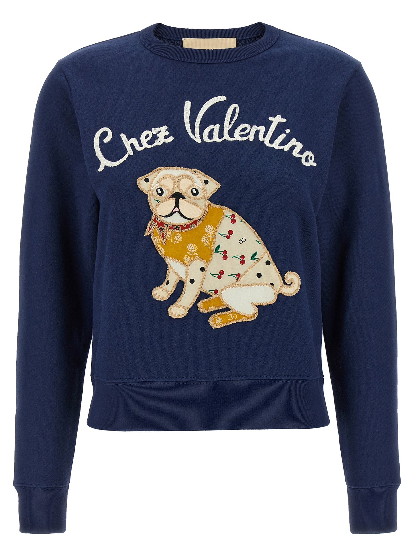 Sweatshirt by Valentino Garavani for women in cotton blue features a unrivaled silhouette with a refined crew neckline and unrivaled detailing for a sophisticated look.