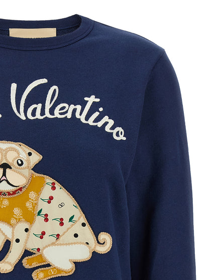 Sweatshirt by Valentino Garavani for women in cotton blue features an magnificent silhouette, showcasing a sophisticated crew neckline and detail for a truly magnificent finish.