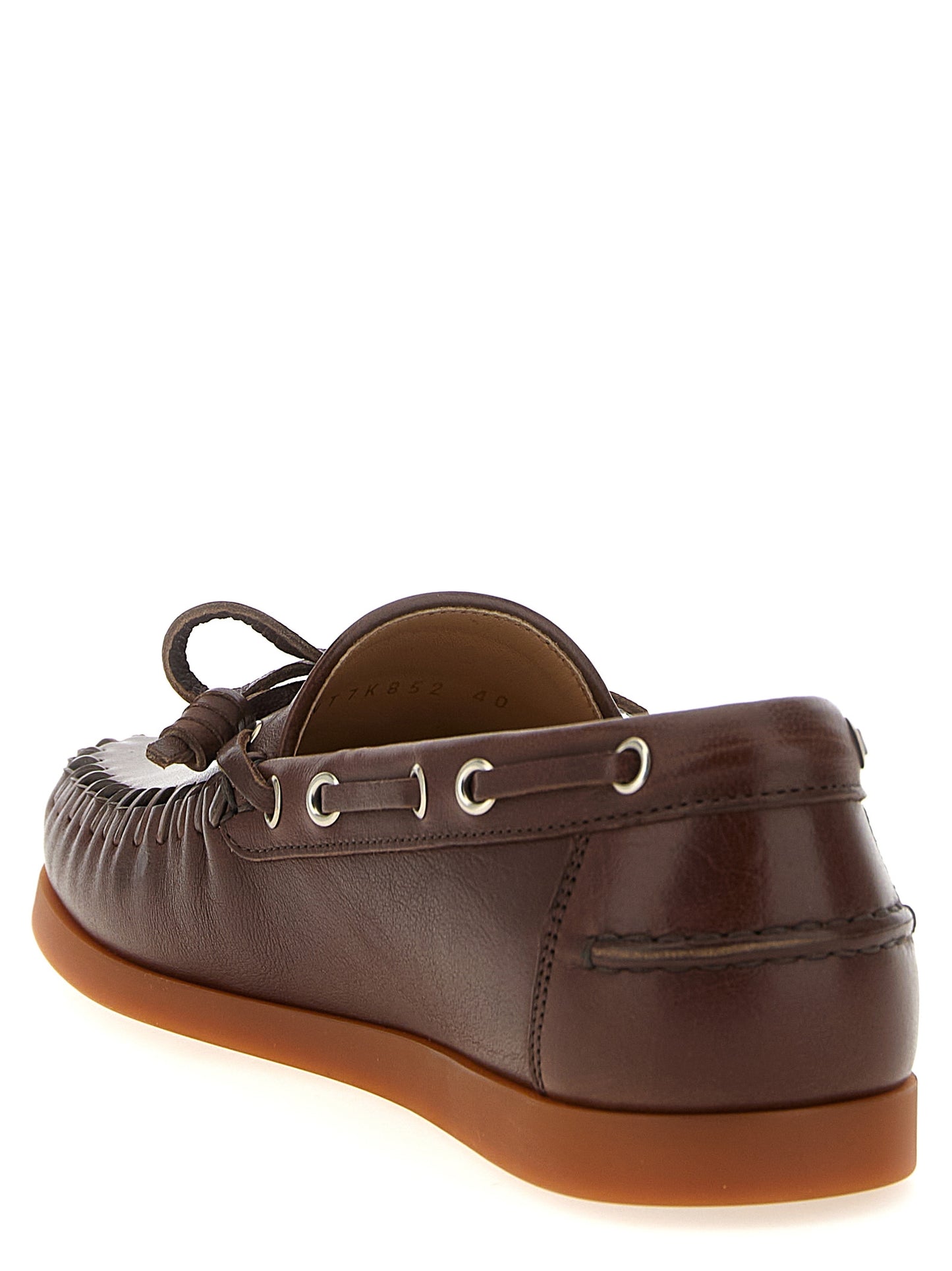 Boat Flat Shoes by Valentino Garavani for men in buffalo leather brown & signature showcases a enchanting silhouette as part of the V Logo Men's Buffalo Leather Boat Flat Shoes collection, defined by a enchanting and for a enchanting look.