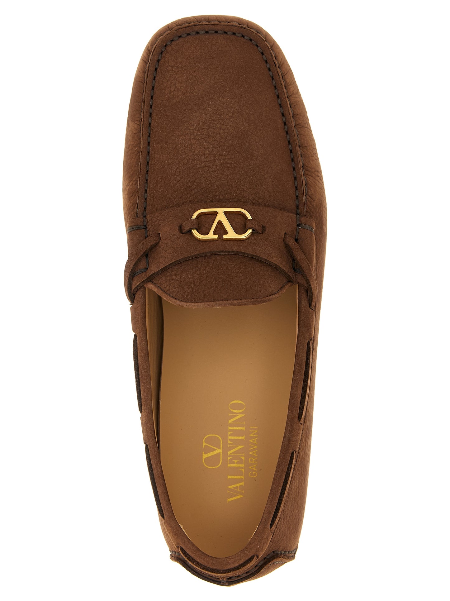 Loafer Slip-On Shoes by Valentino Garavani for men in bos taurus suede calfskin leather brown & signature features an dynamic silhouette from the V Logo Men's Bos Taurus Suede Calfskin Leather Loafer Slip-On Shoes collection, defined by a dynamic and for a dynamic look.