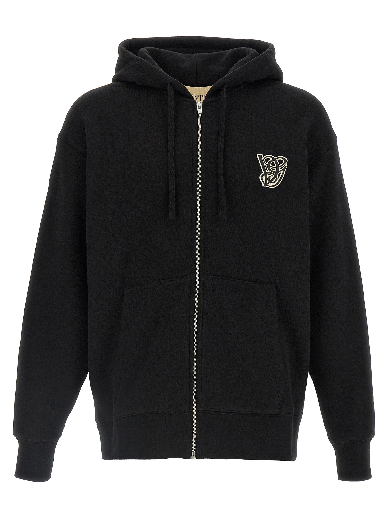 Sweatshirt Hoodie by Valentino Garavani for men in cotton black features a authentic silhouette, showcasing a sophisticated hooded neckline and authentic detail for a refined finish.