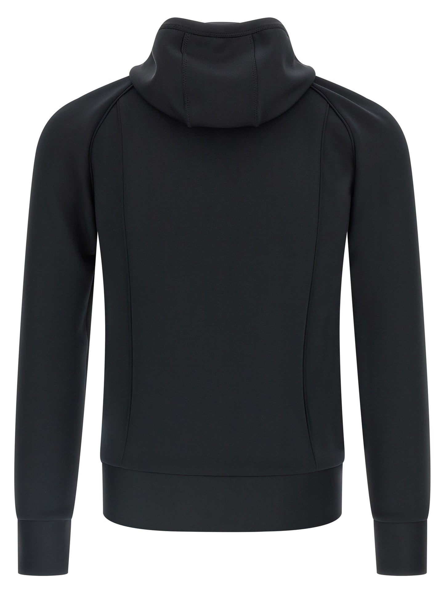 Sweatshirt Hoodie by Valentino Garavani for men in stretch polyester black & signature features an dramatic silhouette, showcasing a sophisticated hooded high-neck neckline and dramatic for a refined, modern aesthetic.