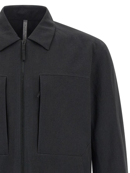 Overshirt by Arc'teryx Veilance for men in polyester black showcases a sharp silhouette, elegantly detailed with a sharp and sharp .