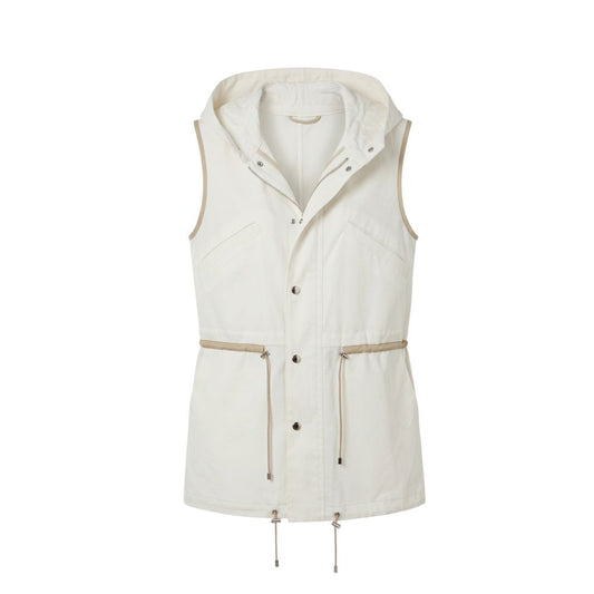 Vest by Malo for women in cotton white features an on trend silhouette, showcasing a sophisticated hooded high-collar neckline and premium hooded for a truly on trend finish.