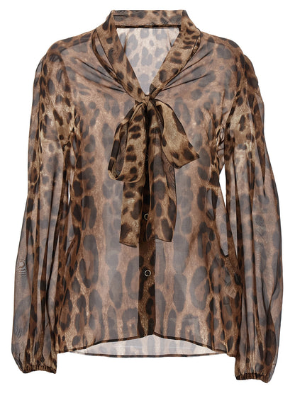 Dolce & Gabbana Women's Silk Blouse - Animal Multicolor Transparent Print