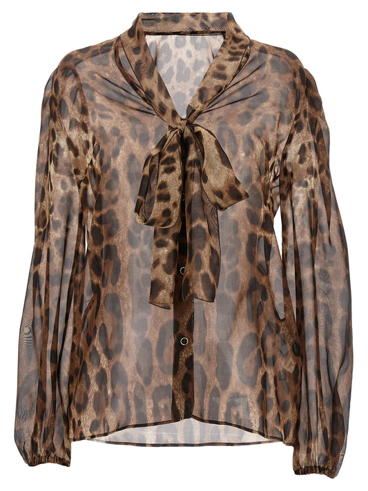 Dolce & Gabbana Women's Silk Blouse - Animal Multicolor Transparent Print