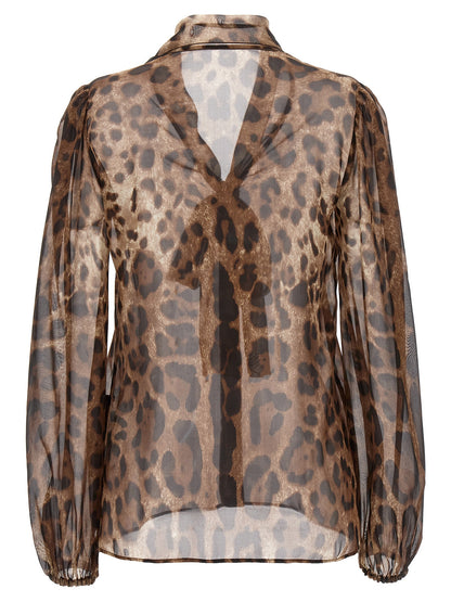 Dolce & Gabbana Women's Silk Blouse - Animal Multicolor Transparent Print