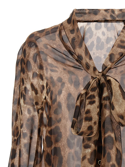 Dolce & Gabbana Women's Silk Blouse - Animal Multicolor Transparent Print