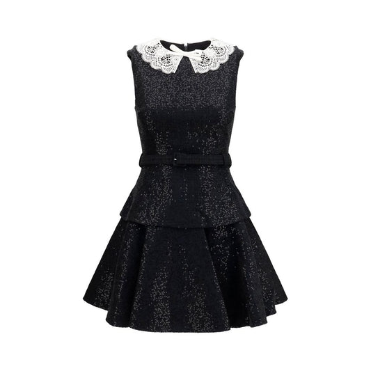 Dress by Self-Portrait for women in polyester viscose & sequins black & patterned showcases a striking silhouette, elegantly detailed with a sleeveless, refined , and a striking short mini for a striking finish.
