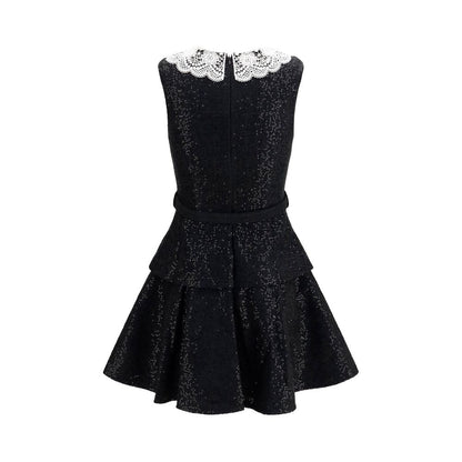 Dress by Self-Portrait for women in polyester viscose & sequins black & patterned features an cute silhouette, detailed with a and that elegantly flows into a cute short mini.
