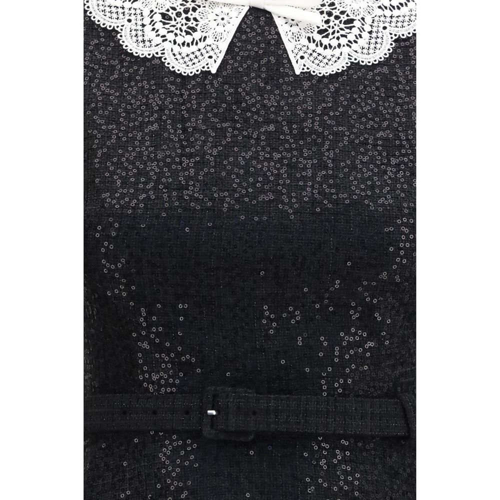 Dress by Self-Portrait for women in polyester viscose & sequins black & patterned features an sultry silhouette defined by a and , falling to an sultry short mini for a sultry look.