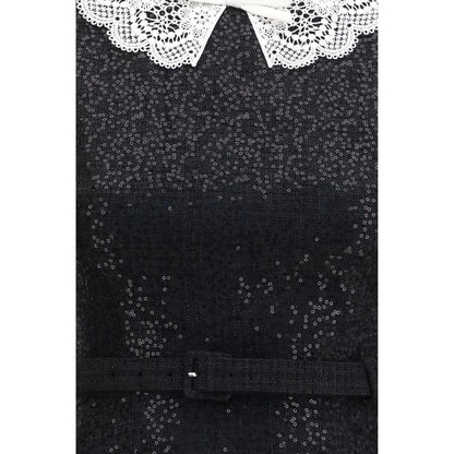 Dress by Self-Portrait for women in polyester viscose & sequins black & patterned features an sultry silhouette defined by a and , falling to an sultry short mini for a sultry look.