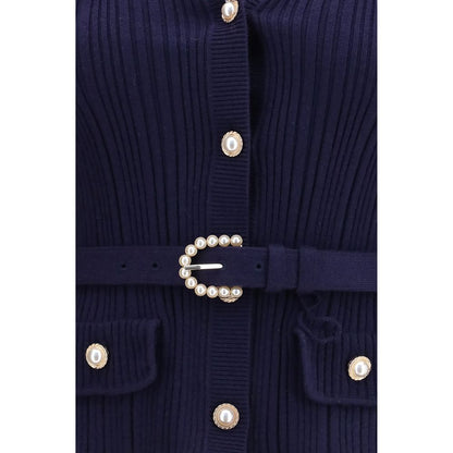 Cardigan by Self-Portrait for women in polyamide polyester capra leather & wool blue features a nuanced silhouette with a refined and nuanced detailing for a sophisticated look.