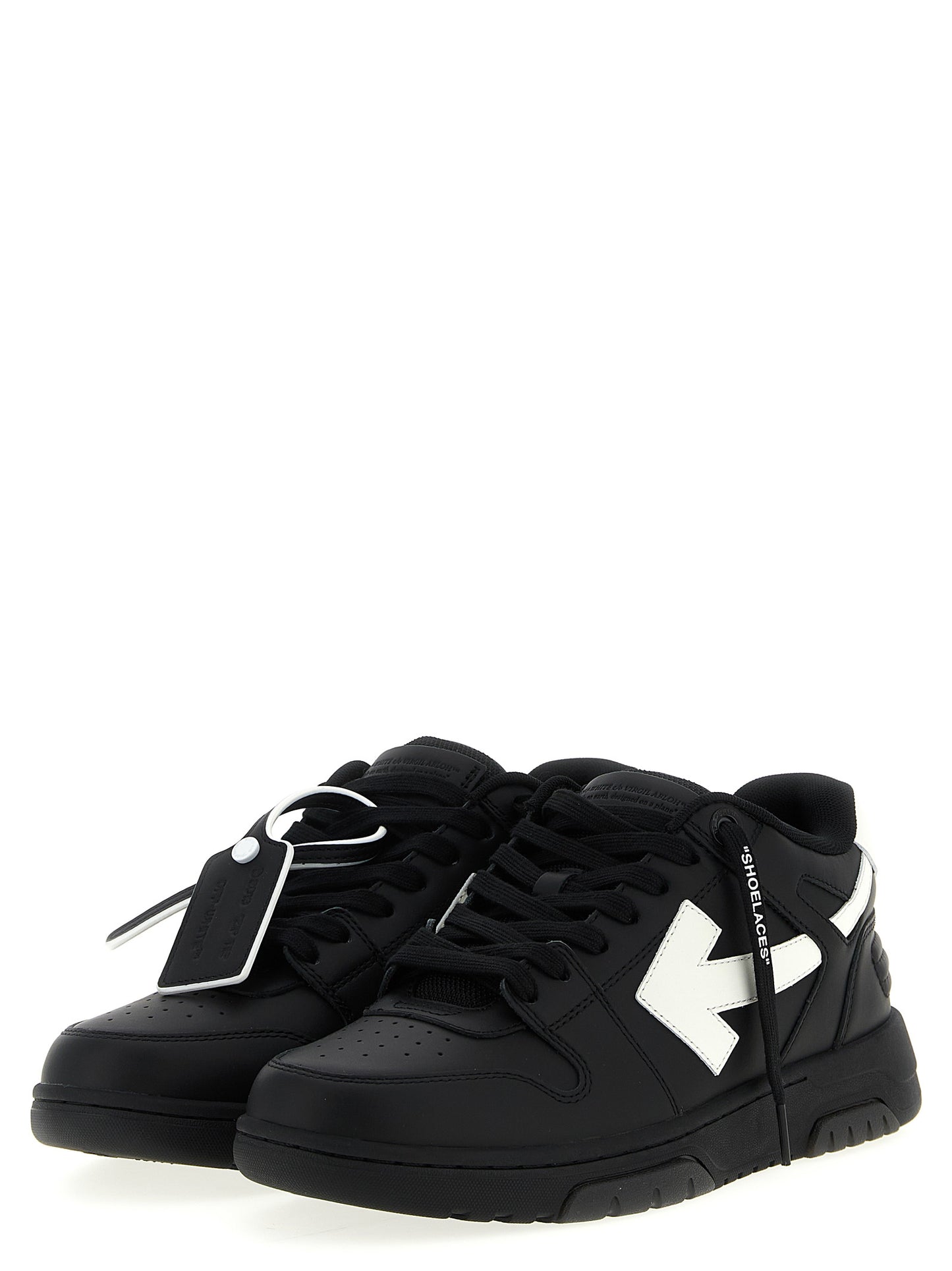 Sneakers by Off-White for men in polyester rubber leather bicolour, black, white & signature features an versatile design from the Men's Low Top Polyester Rubber Leather Sneakers collection, highlighting a versatile low-top style for a premium, high-fashion look.