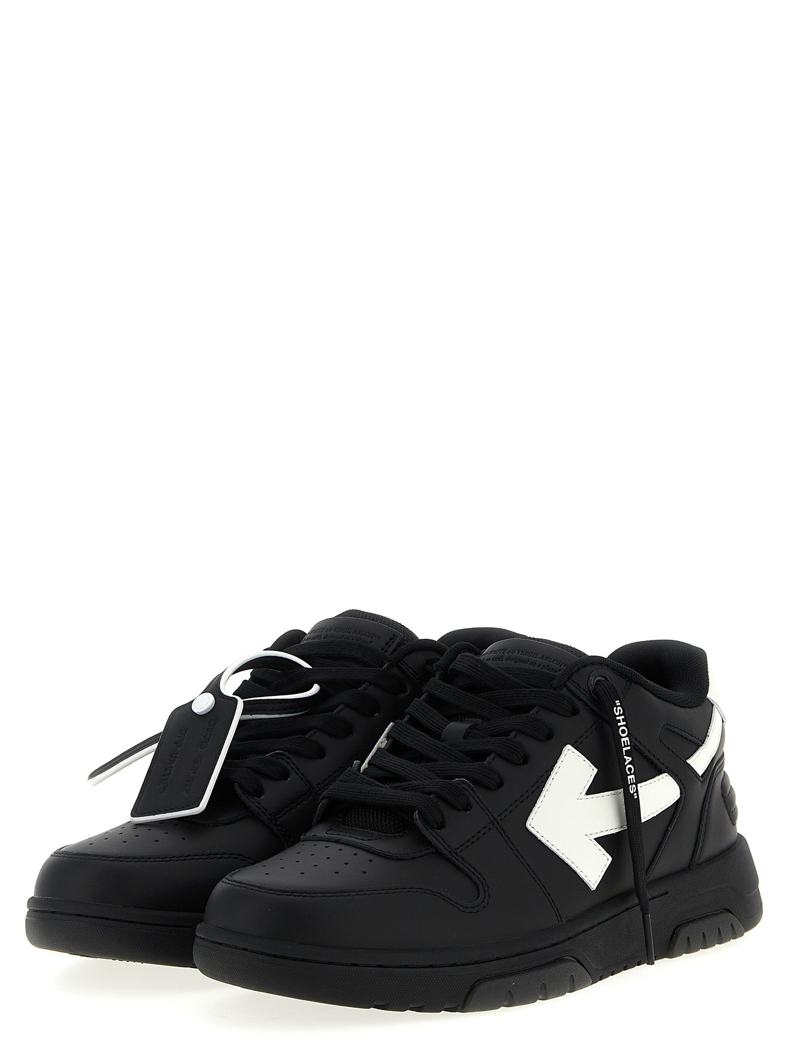 Sneakers by Off-White for men in polyester rubber leather bicolour, black, white & signature features an versatile design from the Men's Low Top Polyester Rubber Leather Sneakers collection, highlighting a versatile low-top style for a premium, high-fashion look.