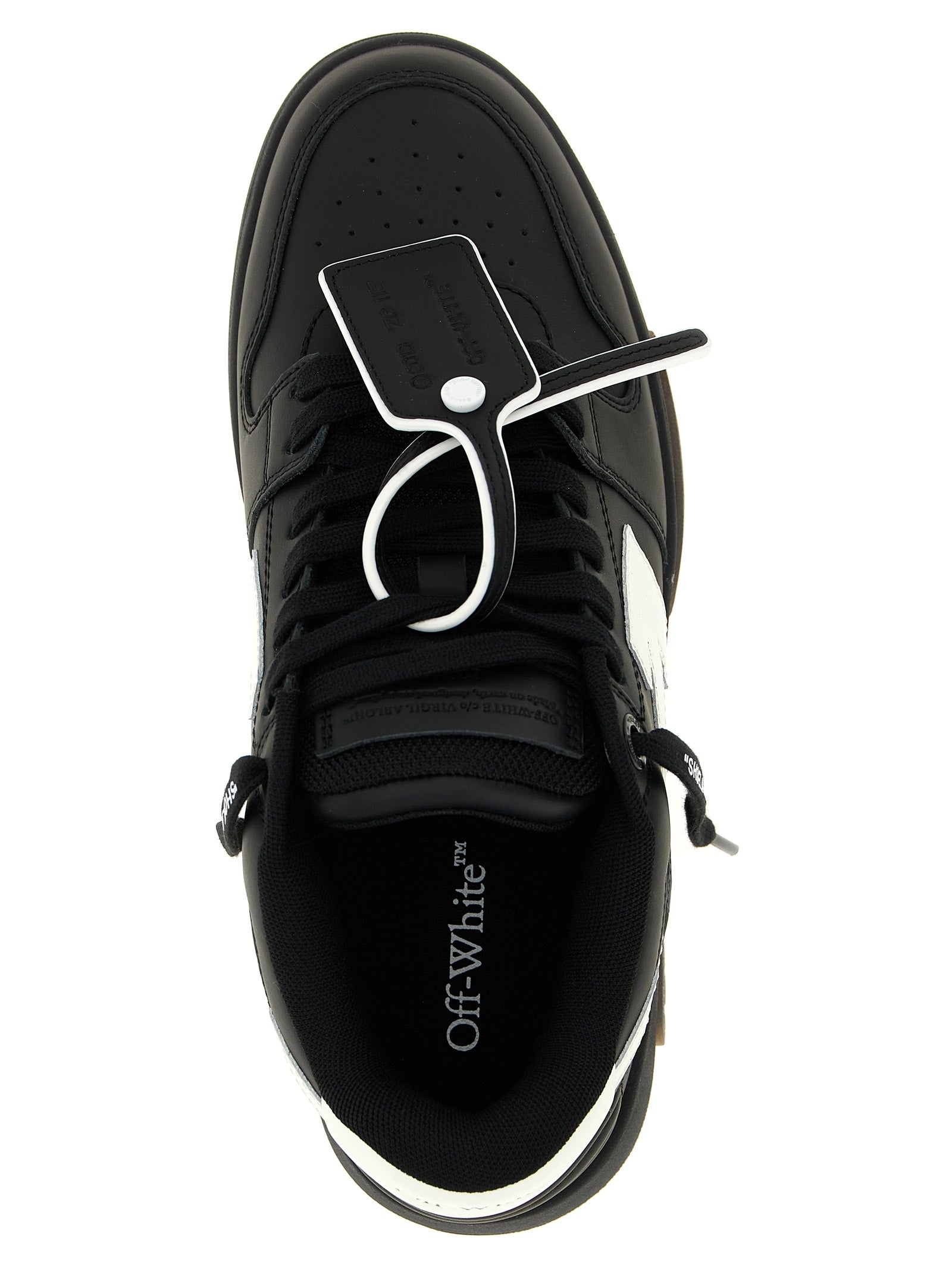 Sneakers by Off-White for men in polyester rubber leather bicolour, black, white & signature presents a impeccable silhouette as Men's Low Top Polyester Rubber Leather Sneakers, expertly defined by a impeccable low-top style for a impeccable, high-fashion look.