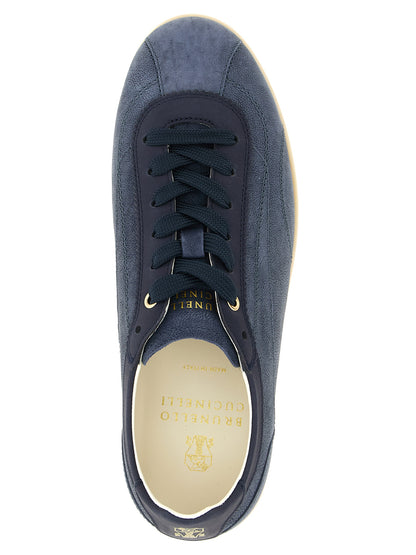 Sneakers by Brunello Cucinelli for men in suede & nubuck calfskin leather blue features an timeless silhouette from the Men's Low Top Suede & Nubuck Calfskin Leather Sneakers collection, showcasing a signature low-top style with an timeless finish.