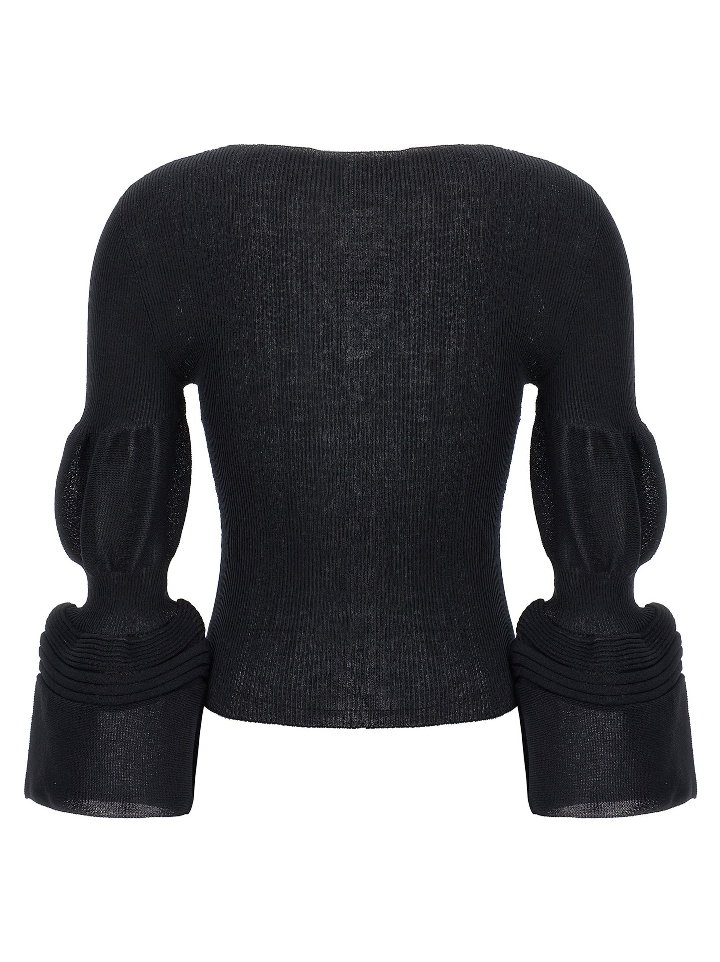 Sweatshirt by Issey Miyake for women in ramie & polyester black features a unrivaled silhouette with a refined and unrivaled detailing for a sophisticated look.