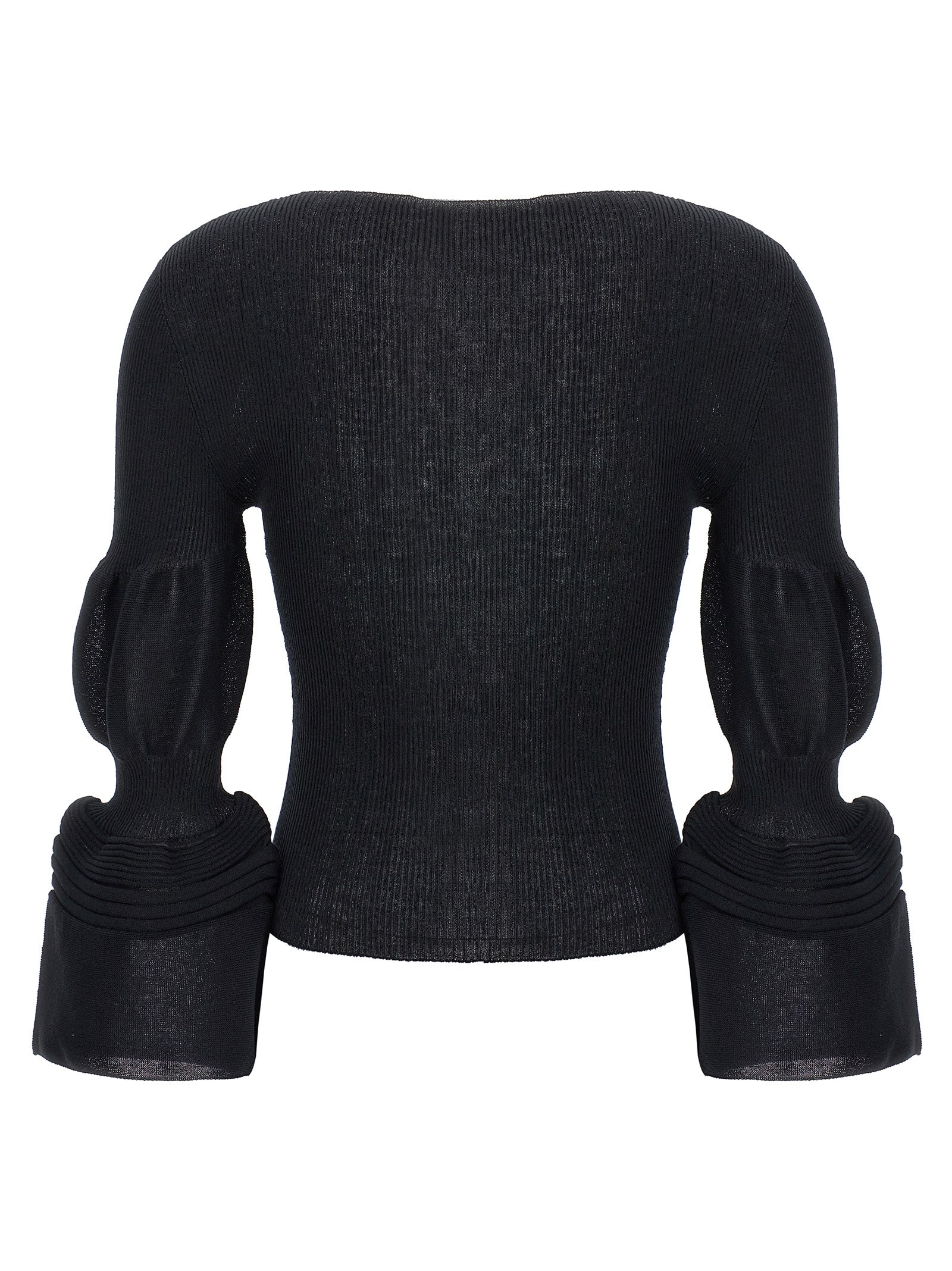 Sweatshirt by Issey Miyake for women in ramie & polyester black features a unrivaled silhouette with a refined and unrivaled detailing for a sophisticated look.