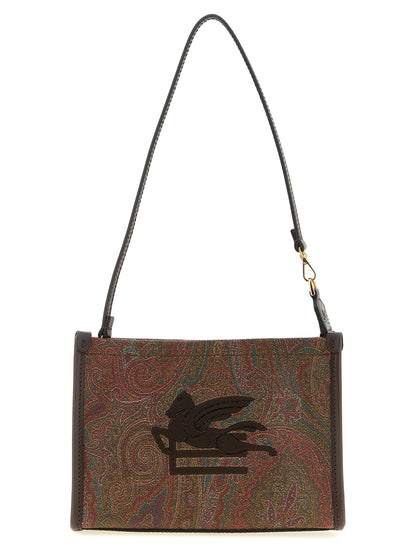 Etro Arnica Pegaso Leather & Poly Cotton Shoulder Clutch Handbag - Multicolor Paisley Jacquard