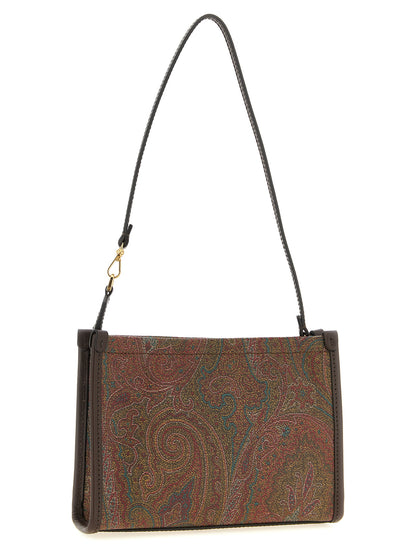 Etro Arnica Pegaso Leather & Poly Cotton Shoulder Clutch Handbag - Multicolor Paisley Jacquard