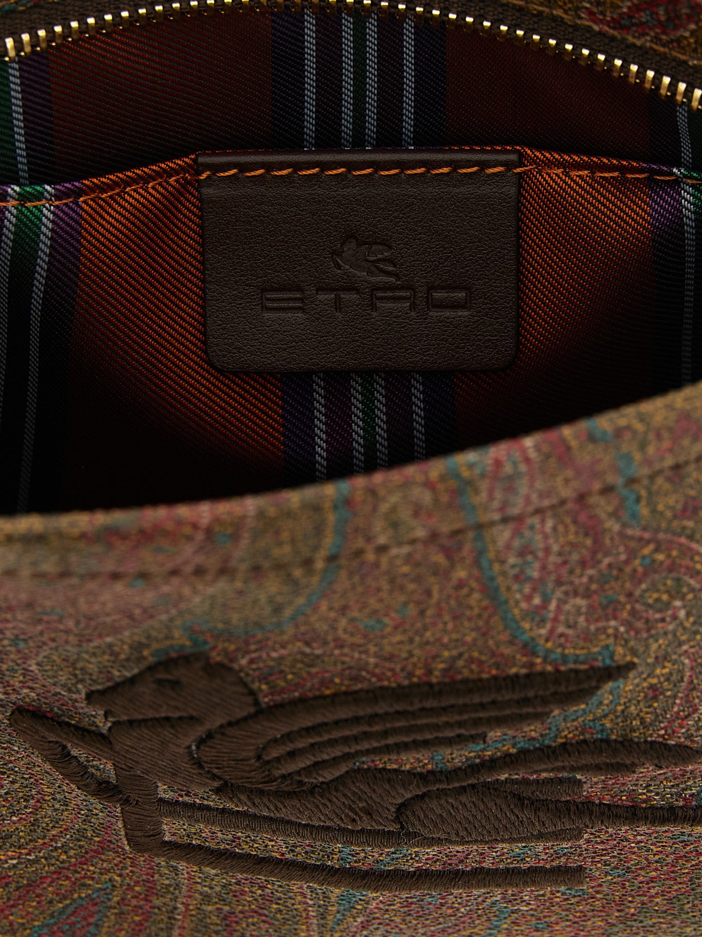 Etro Arnica Pegaso Leather & Poly Cotton Shoulder Clutch Handbag - Multicolor Paisley Jacquard