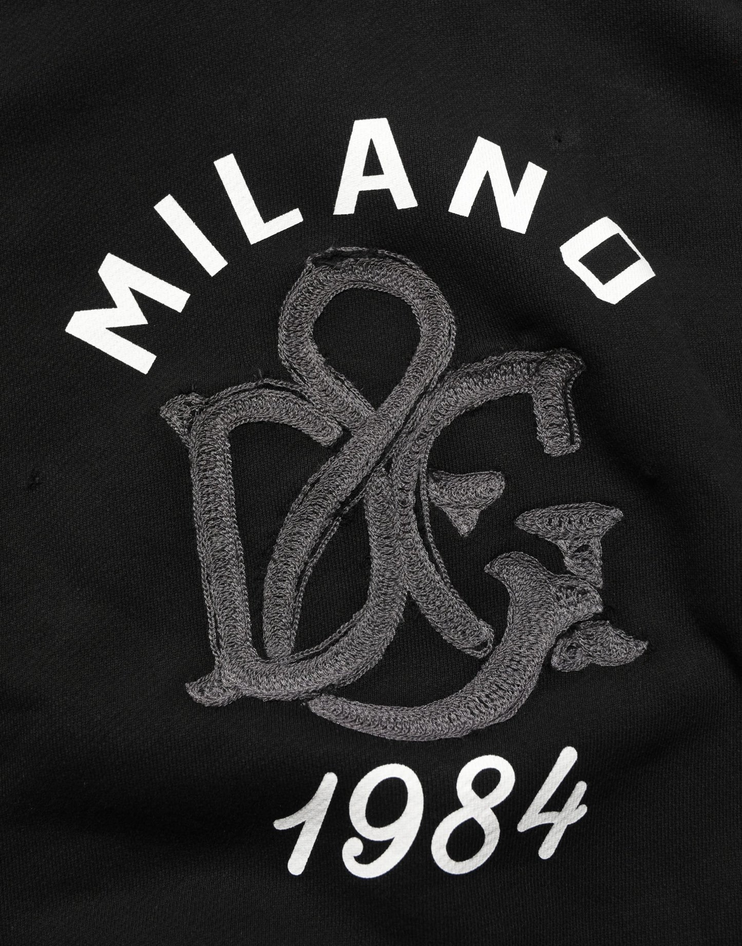 Dolce & Gabbana Black Cotton Milano1984 Print Hoodie Sweater