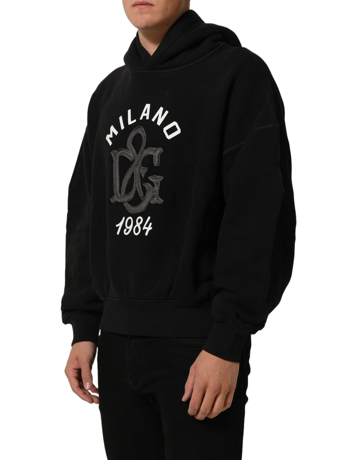 Dolce & Gabbana Men's Regular Fit Cotton Sweatshirt Hoodie - Black Print