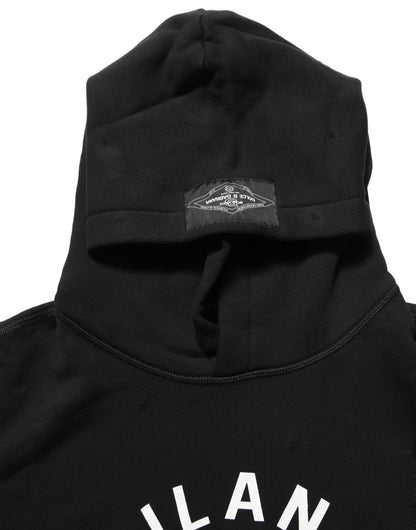 Dolce & Gabbana Black Cotton Milano1984 Print Hoodie Sweater
