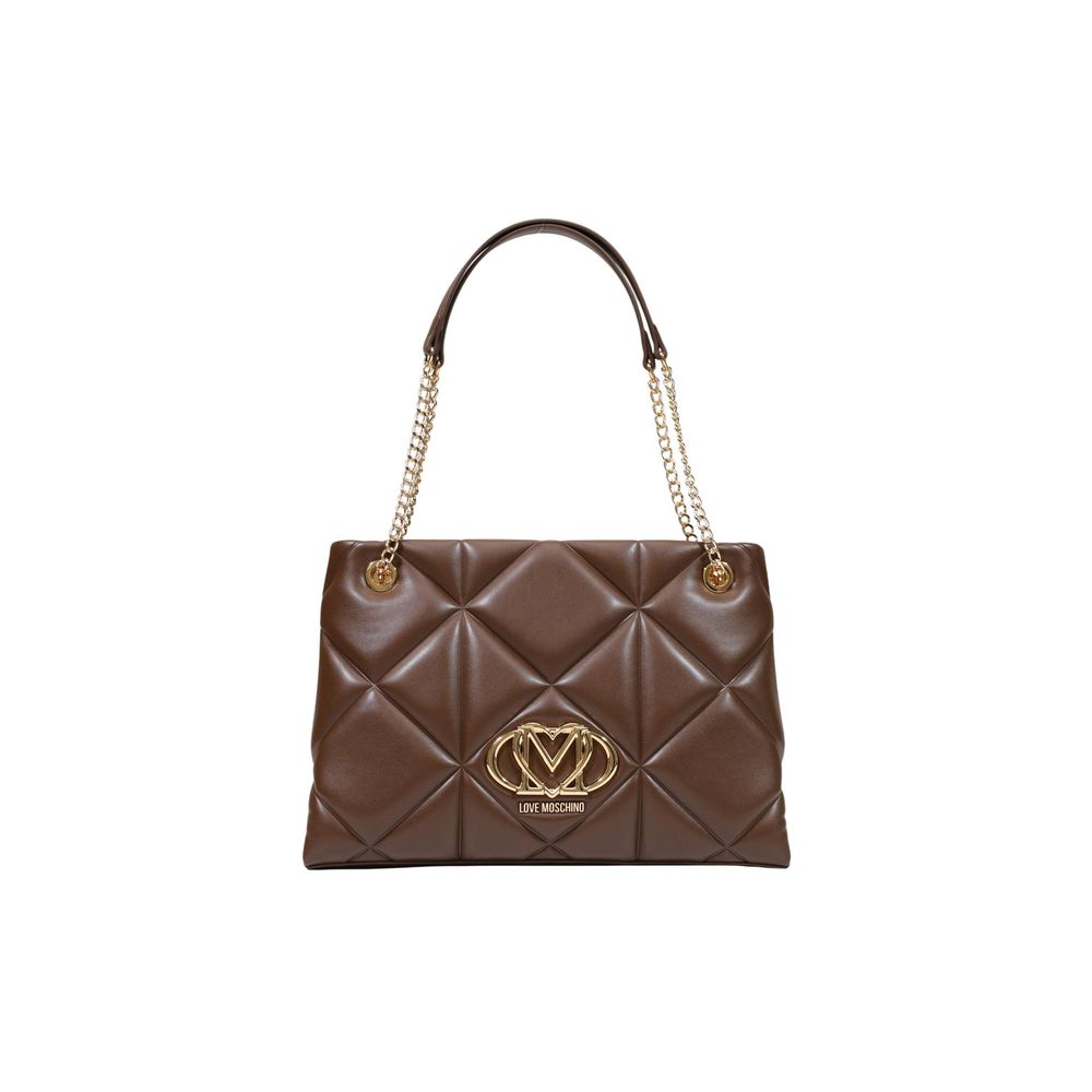 Large Quilted Handbag by Love Moschino for women in polyethylene & polyurethane brown, gold, patterned & signature features a exquisite silhouette, showcasing a secure and exquisite with versatile handle for a exquisite finish.