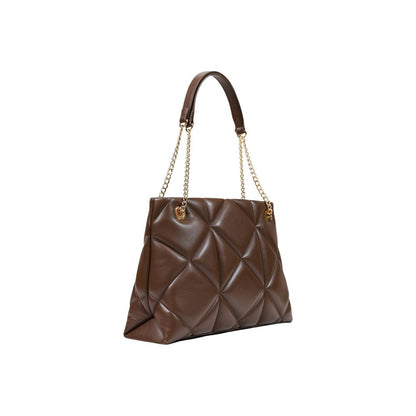 Large Quilted Handbag by Love Moschino for women in polyethylene & polyurethane brown, gold, patterned & signature features a refined silhouette, showcasing a secure , organized , and versatile handle for a refined finish.
