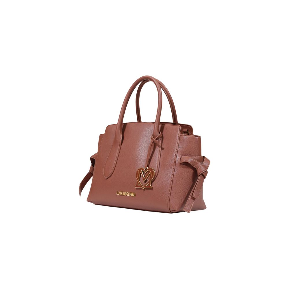 Large Handbag by Love Moschino for women in polyethylene & polyurethane brown, gold & monogram features a refined silhouette, showcasing a secure buckle, organized , and versatile handle for a refined finish.