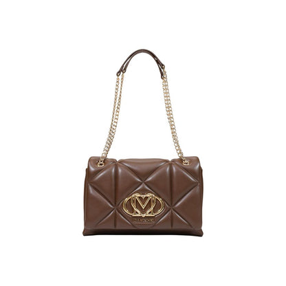 Quilted Handbag by Love Moschino for women in polyethylene & polyurethane brown & gold features a signature silhouette, showcasing a secure and signature with versatile for a sophisticated look.