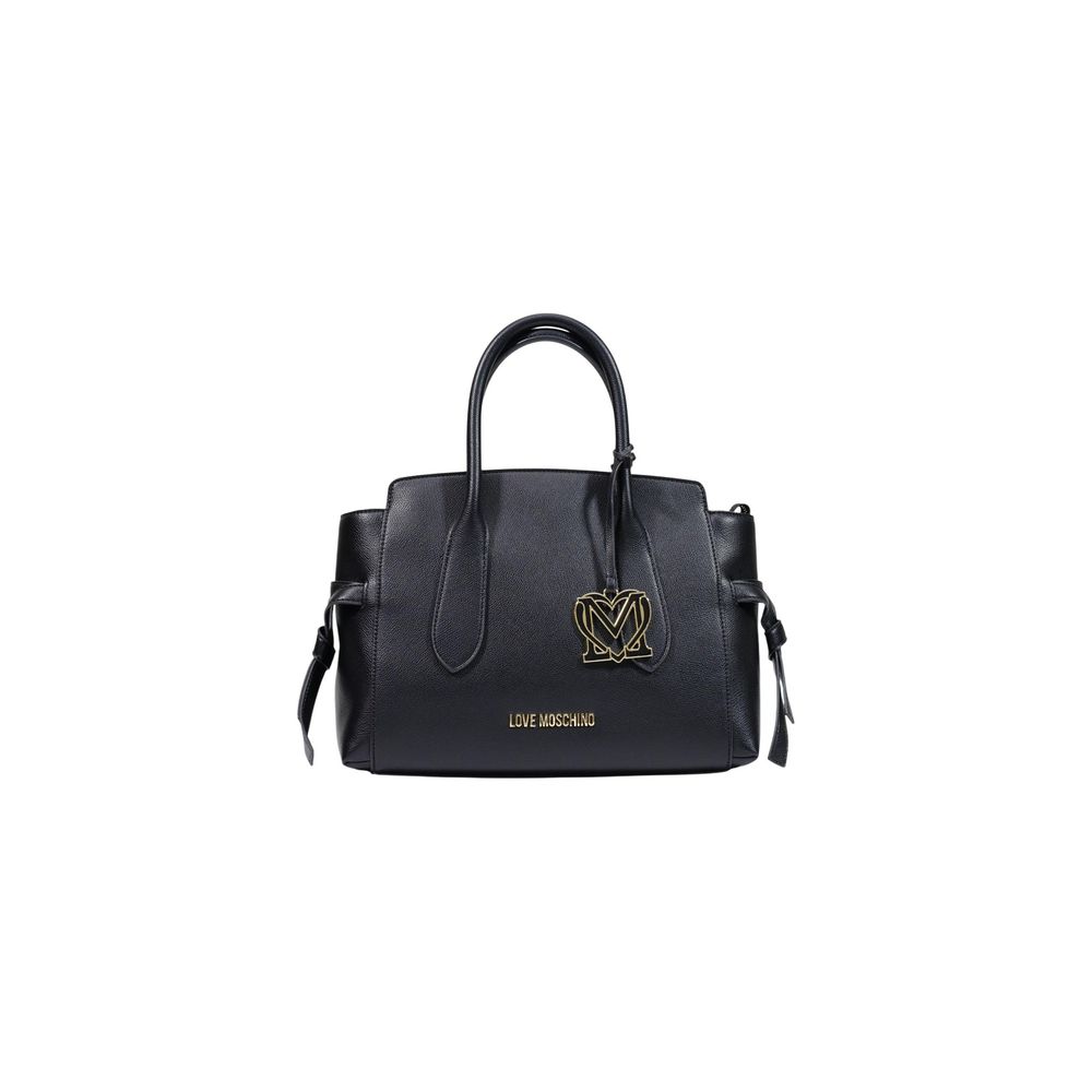 Large Handbag by Love Moschino for women in polyethylene & polyurethane black, gold & monogram presents a ornamental silhouette, showcasing a secure buckle, ample , and versatile handle for a ornamental finish.