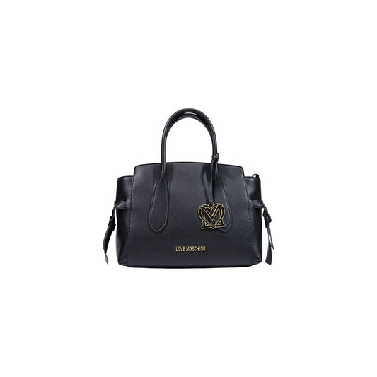 Large Handbag by Love Moschino for women in polyethylene & polyurethane black, gold & monogram presents a ornamental silhouette, showcasing a secure buckle, ample , and versatile handle for a ornamental finish.