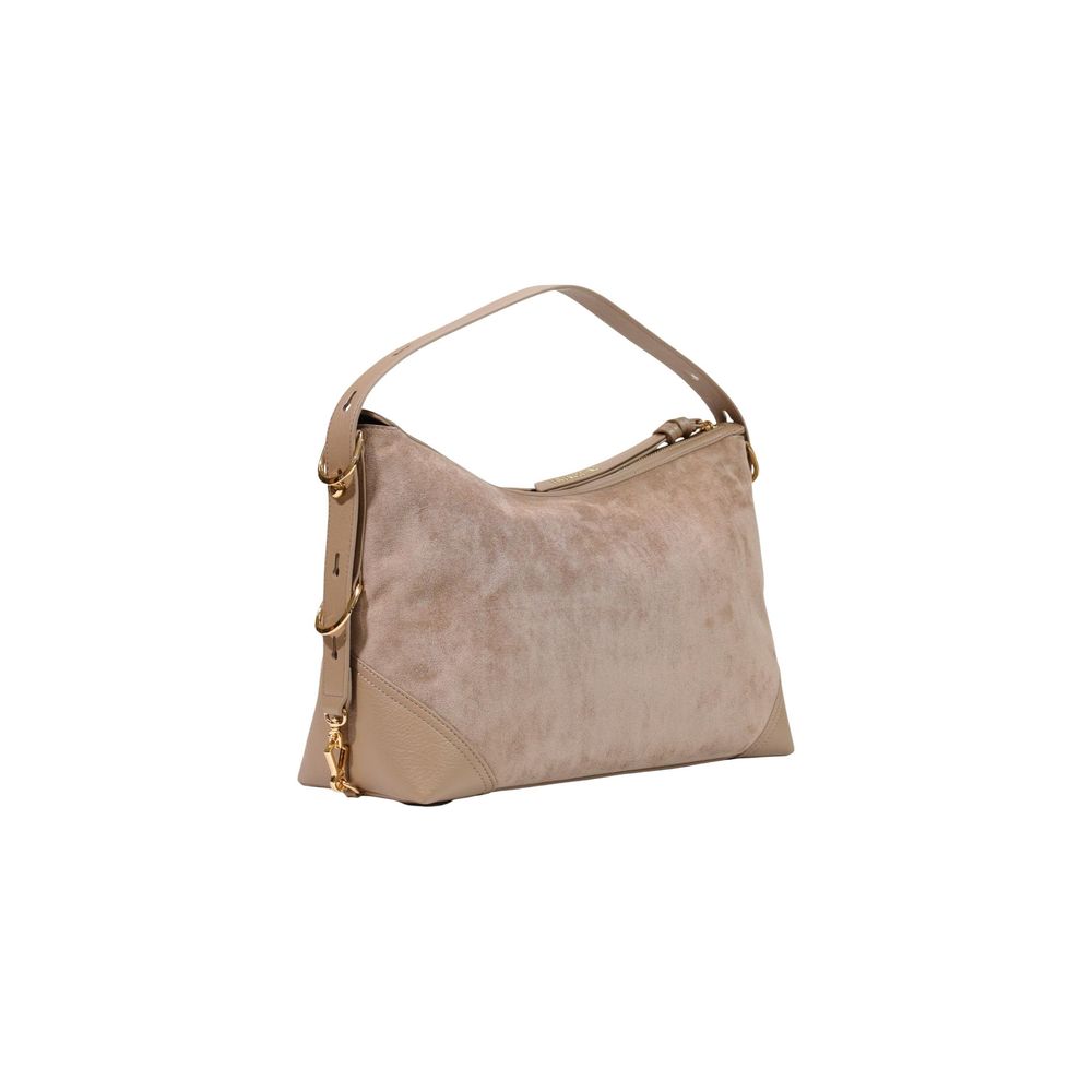 Large Handbag by Love Moschino for women in polyester leather beige & gold features an refined silhouette, showcasing a secure zipper, ample , and versatile adjustable-strap & handle for a sophisticated refined aesthetic.