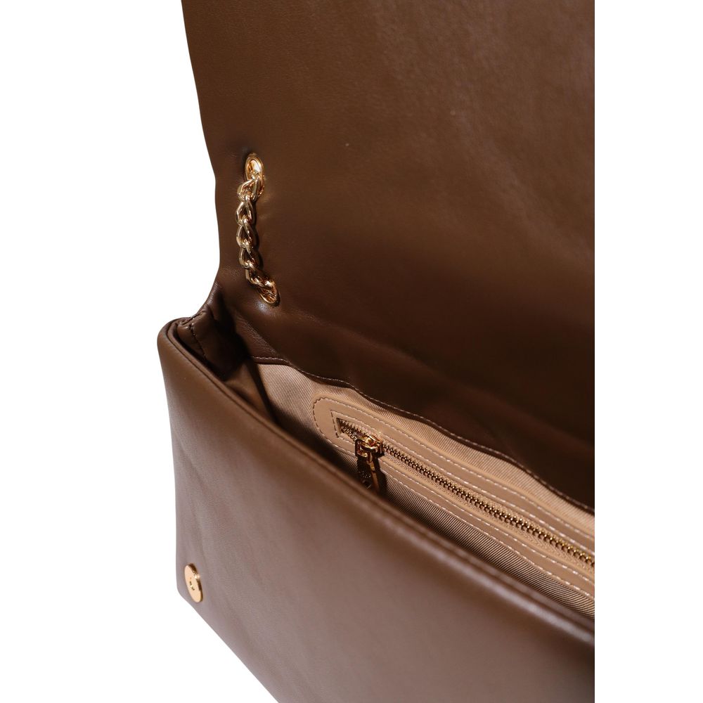 Quilted Handbag by Love Moschino for women in polyethylene & polyurethane brown & gold presents a ornamental silhouette, showcasing a secure , ample , and versatile for a ornamental finish.