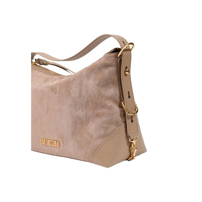 Large Handbag by Love Moschino for women in polyester leather beige & gold features a exquisite silhouette, showcasing a secure zipper and exquisite with versatile adjustable-strap & handle for a exquisite finish.